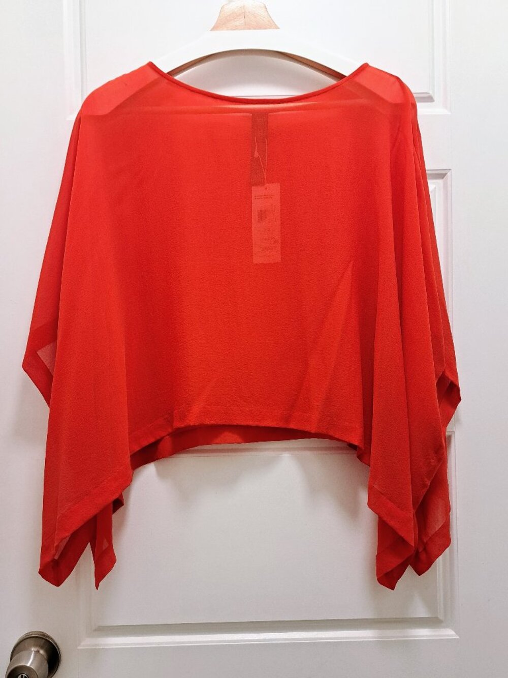 Eileen Fisher Sheer Silk Georgette Cropped Poncho Size L/XL